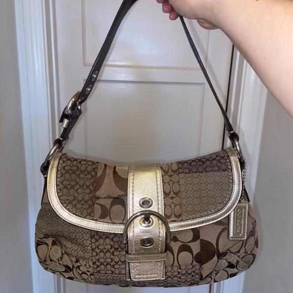 RARE Y2K COACH SIGNATURE SOHO MINI C JACQUARD BUCKLE SHOULDER BAG F0671-F12316 - Picture 1 of 16